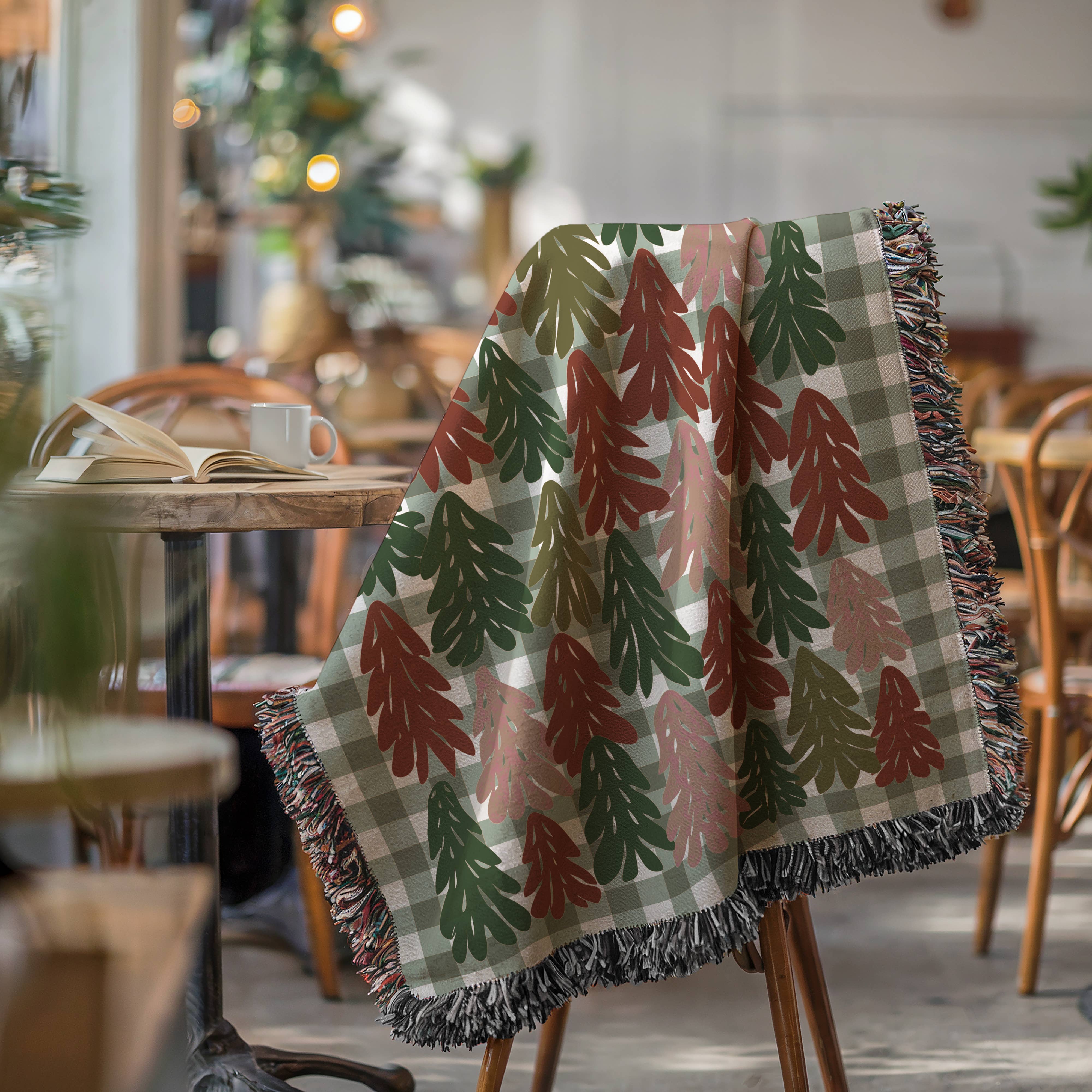 CasaIuliia - Wholesale Throw Blanket - Sage Green Gingham Blanket – Cozy Christmas Jacquard Throw2