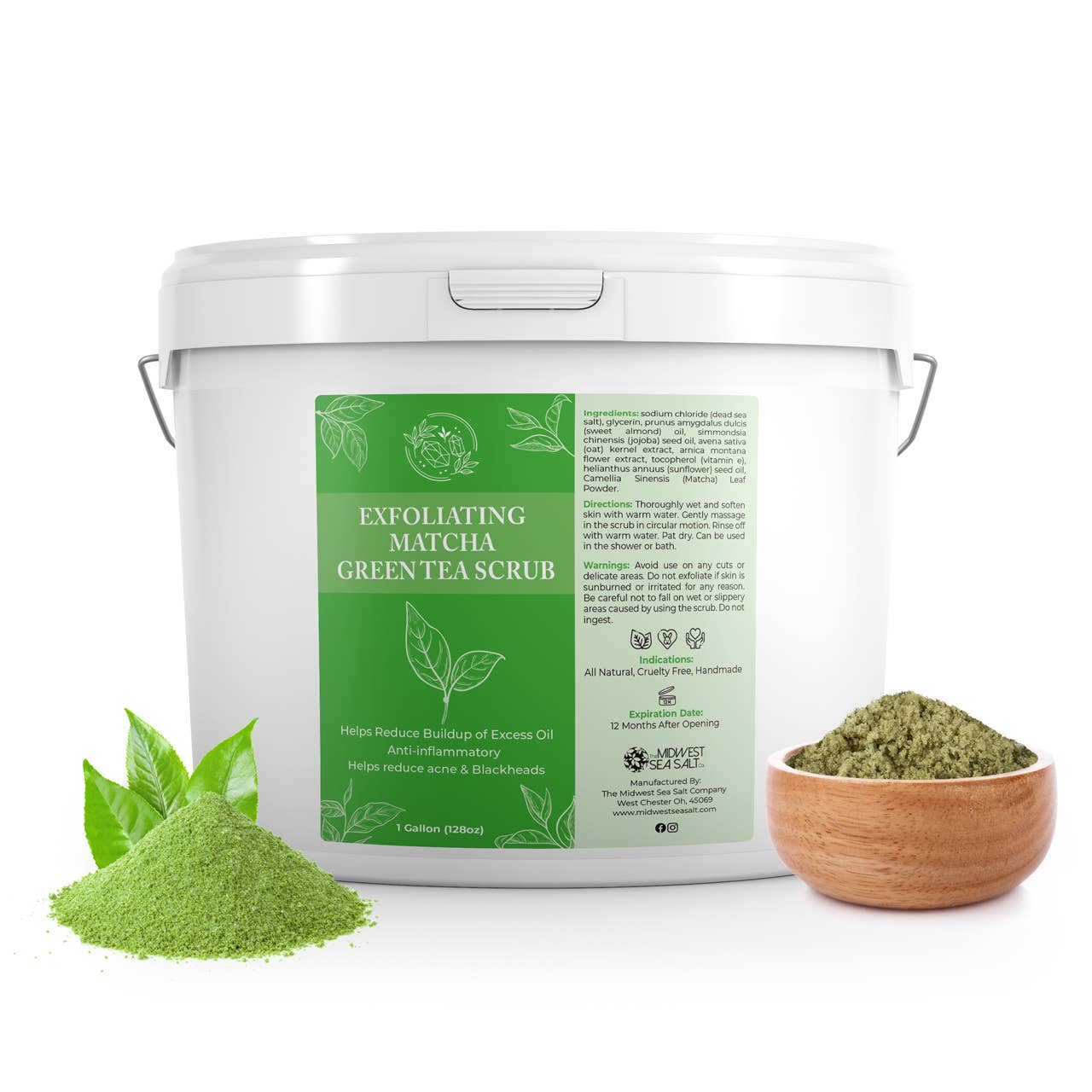 The Midwest Sea Salt Company – Esfoliante corporal por atacado – Esfoliante de Chá Verde Matcha - 128oz2