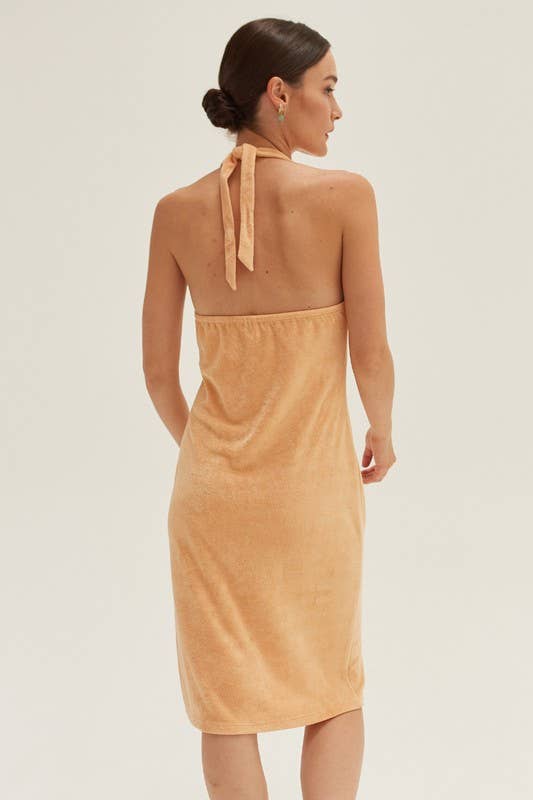 APRICOT CD7670 - Jameson Halter-neck Terry Dress for wholesale on Faire1