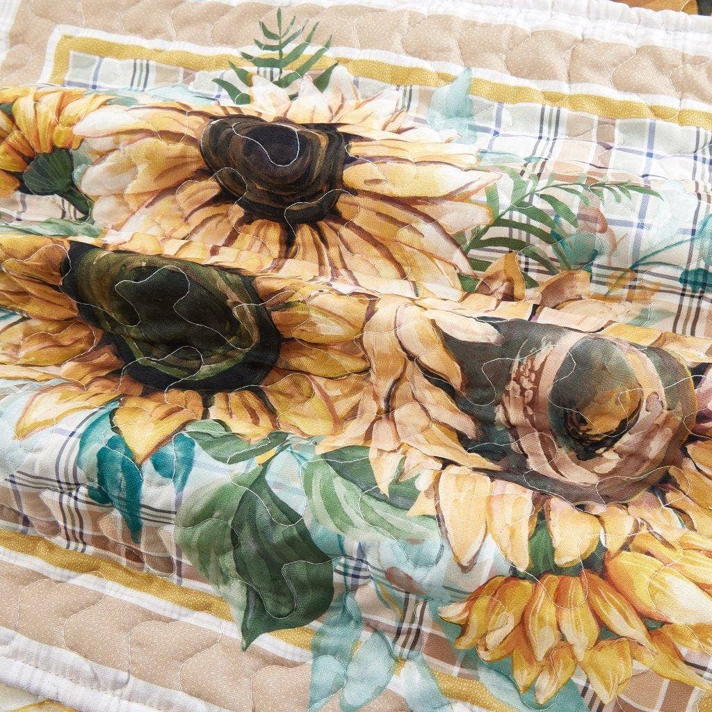 Duke Imports - Wholesale Bedding Set - "Sunflower Bouquet" 3-Piece Designer Microfiber Quilt Set4