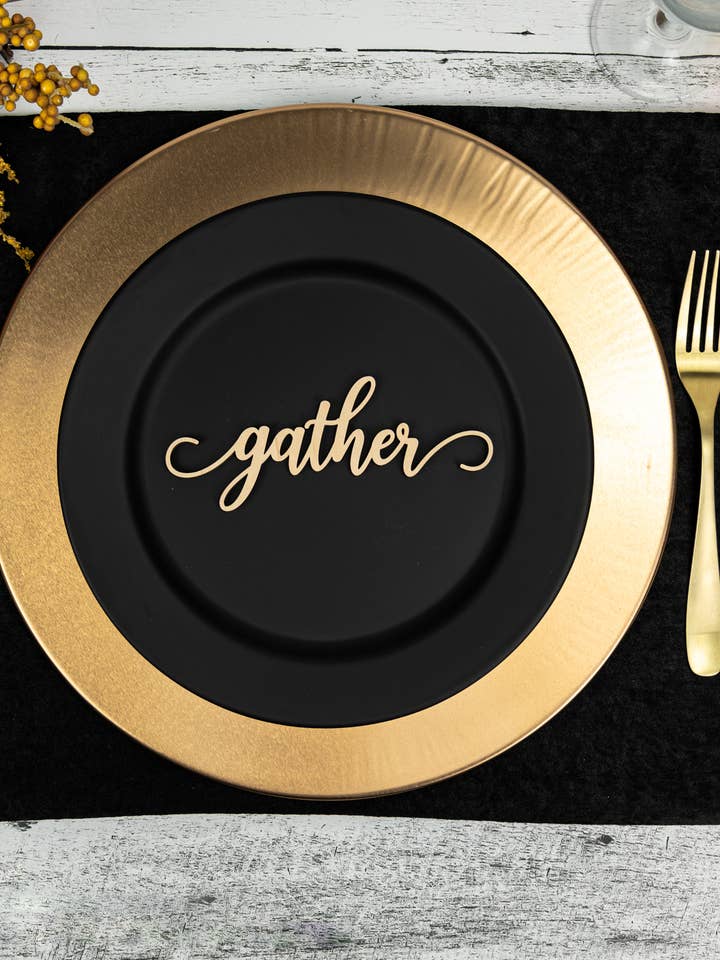 Gather place card settings, wood Thanksgiving table decor for wholesale by KobasicCreations