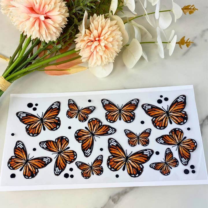 Monarch Butterfly | 16 oz UV DTF Wrap for wholesale by HKS Custom Designs