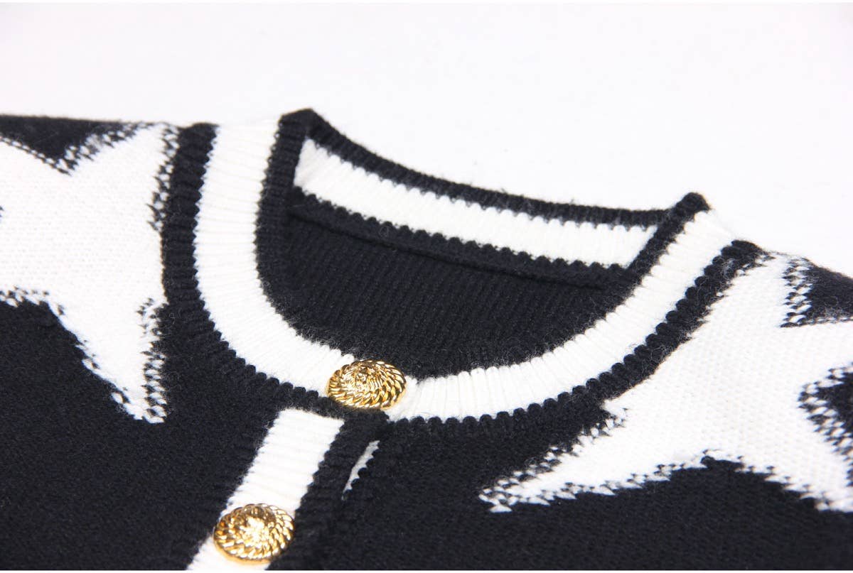 Productseeker – wholesale Cardigan – Women’s – JK029 Cozy Star-Patterned Knit Cardigan Jacket5