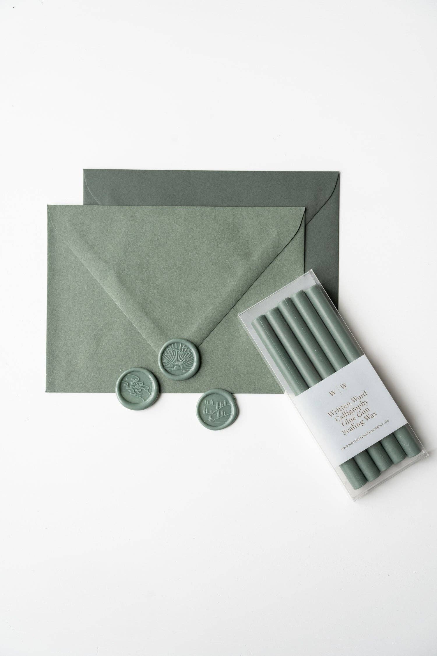 Written Word Calligraphy - Wholesale Sealing Wax - Forest Green Glue Gun Sealing Wax (Box of 5 Sticks)2