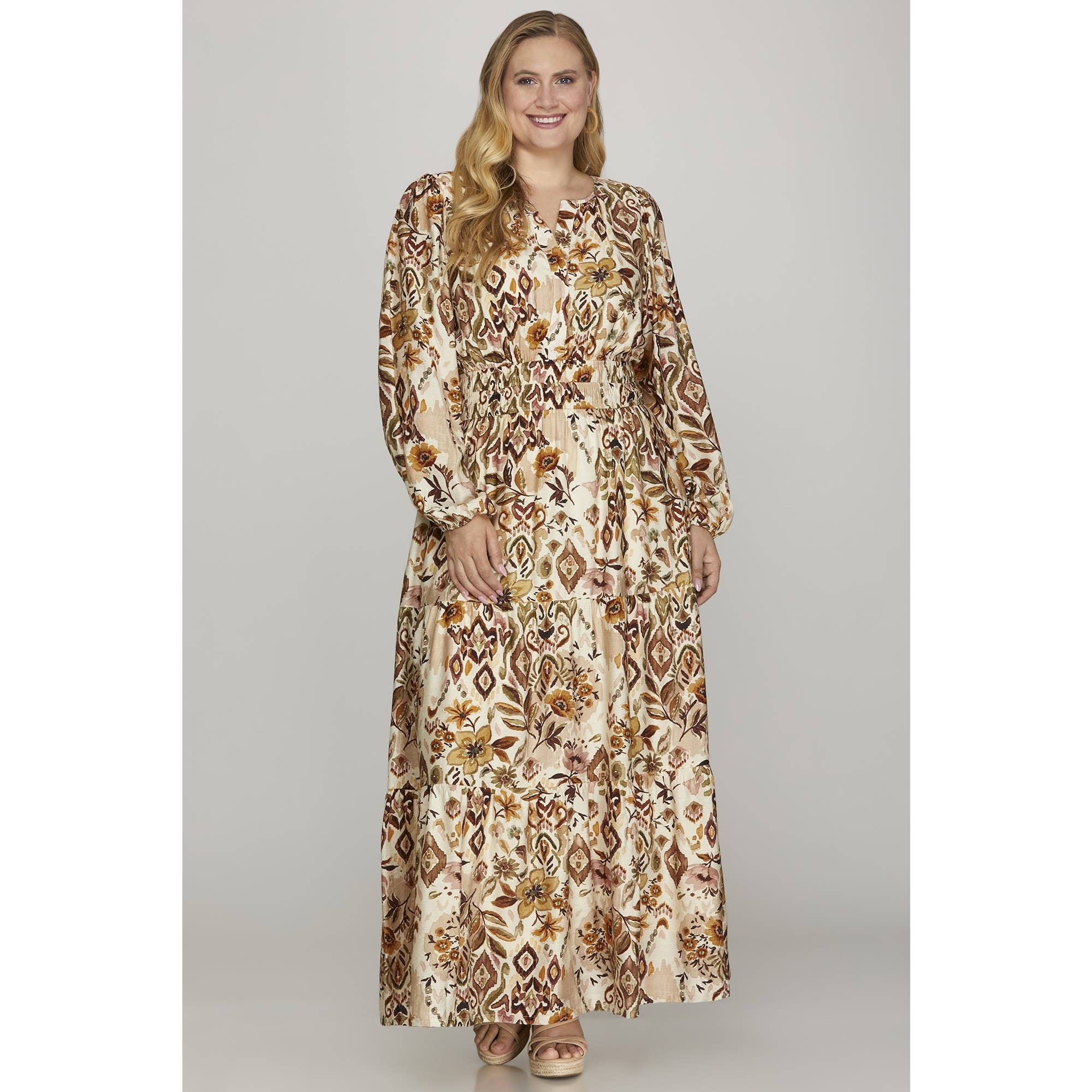 STYLE USA - Wholesale Dress - Women's - PLUS WOVEN PRINT TIERED MAXI DRESS4