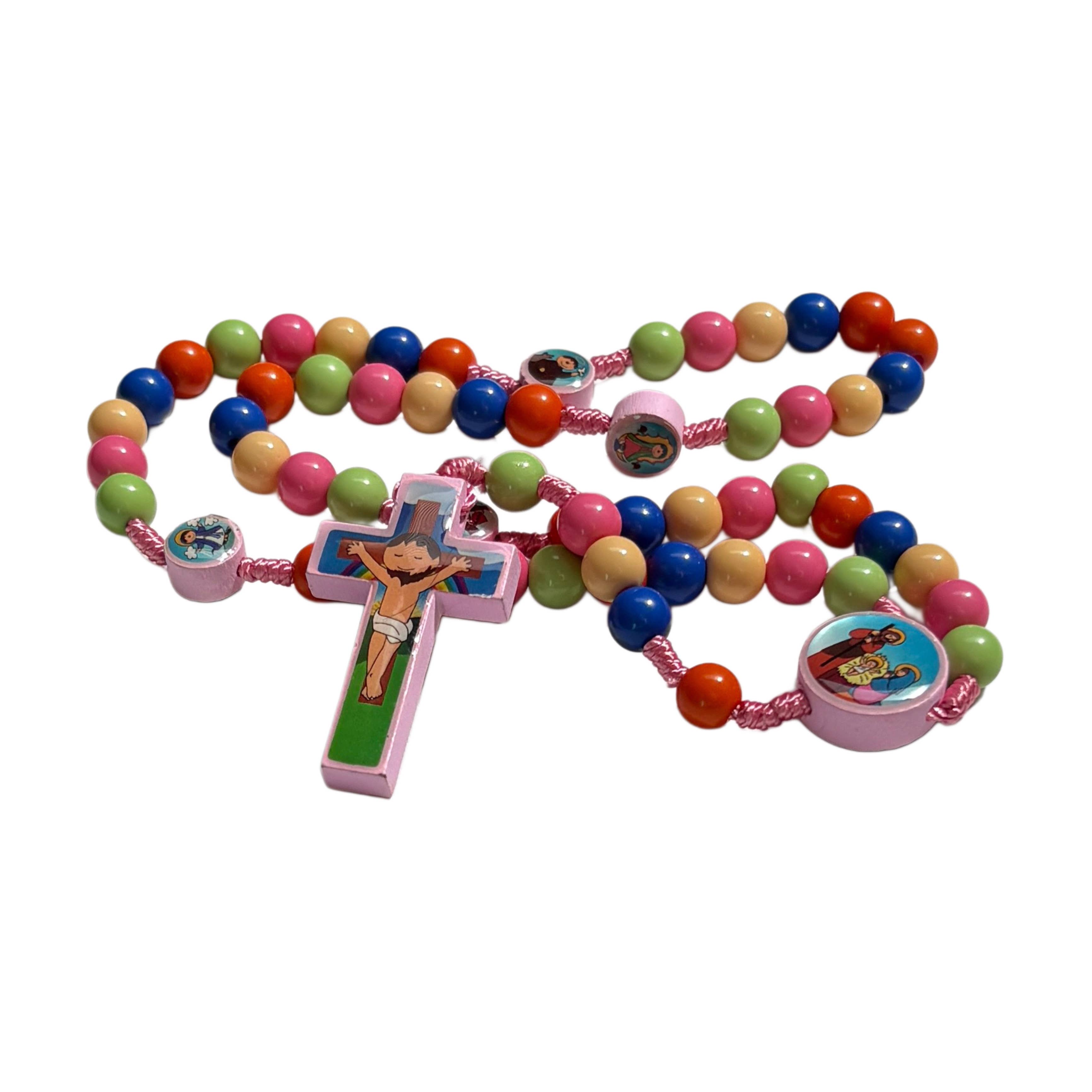 Oremus Mercy – wholesale Prayer beads necklace – Child's Rosary Kit - PINK   18"1