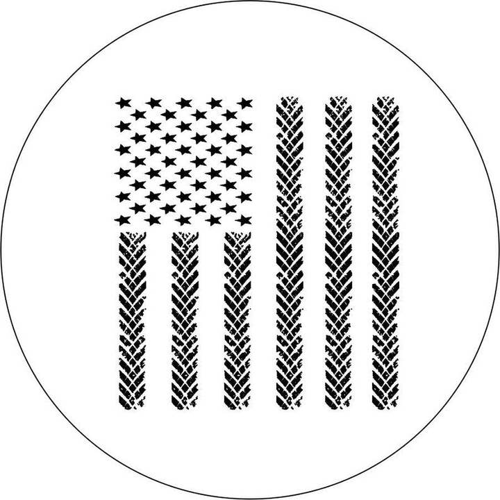 American Flag Tire Tracks White Spare Tire Cover for wholesale by Dirty Acres