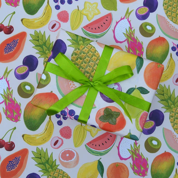 Laura Barnes Wholesale Ltd - Wholesale Flat Wrap - Tropical Fruits Wrapping PaperÂ