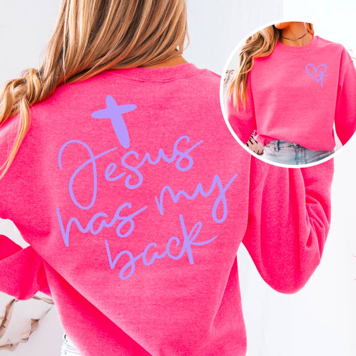 Shoppe SHC – Großhandel Sweatshirt mit Grafikdruck – Damen – Jesus hat meinen Rücken Siebdruck-Sweatshirt3