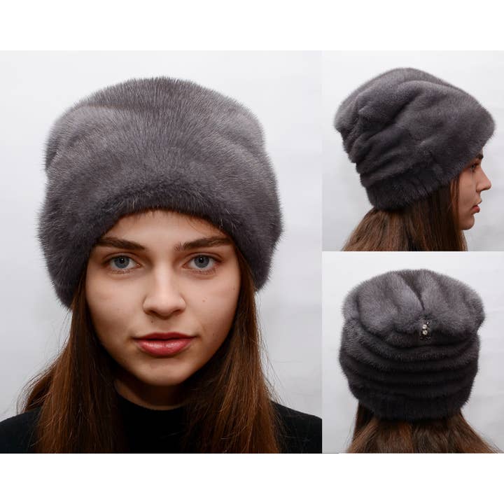 FurStyleUa - Wholesale Beanie - Women's - Real Fur Mink Women's Cap Winter Warm Luxury Fur Mink Hats