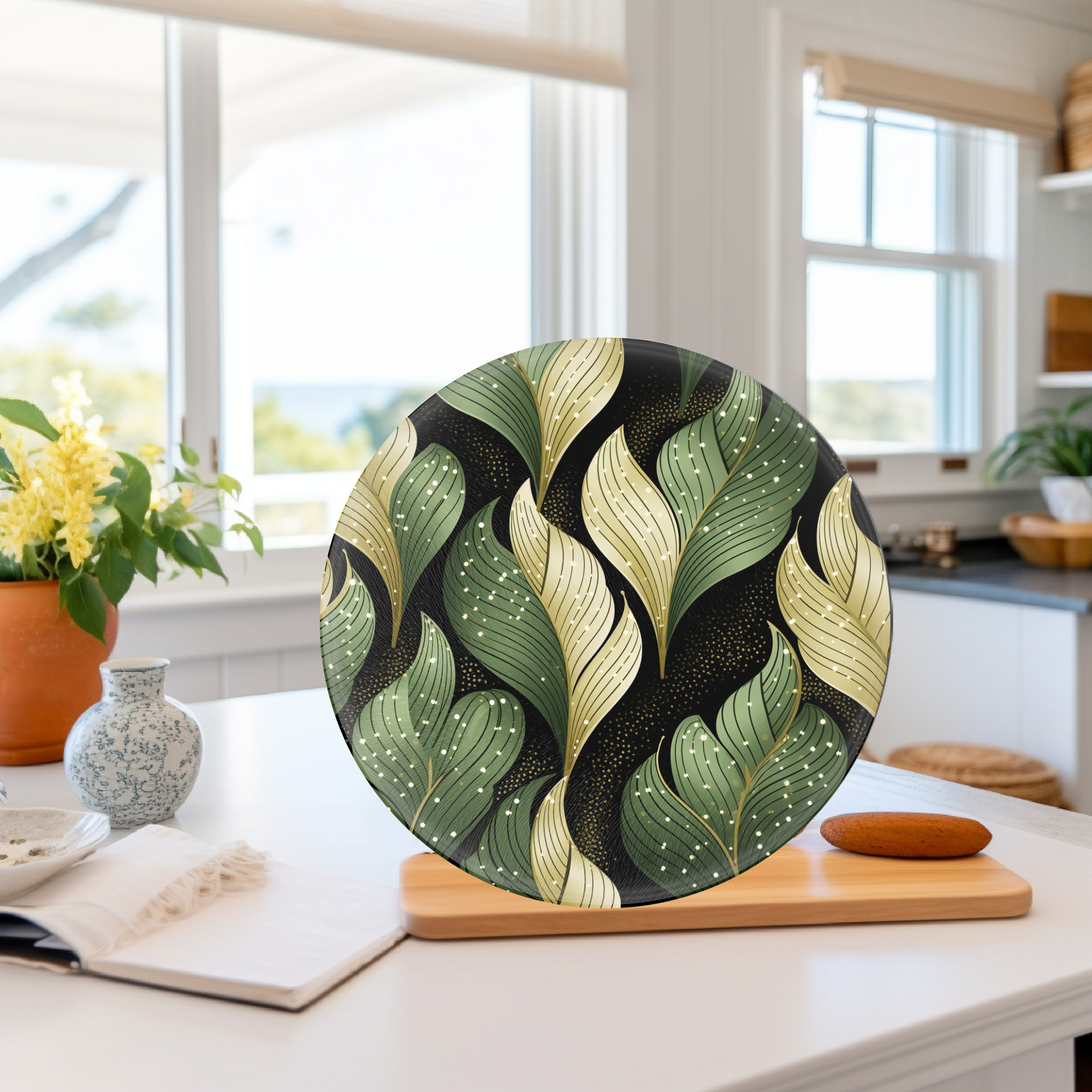 Fernville Creations - Wholesale Cutting Board - Abstract Leaves, Tempered Glass, Charcuterie Board5