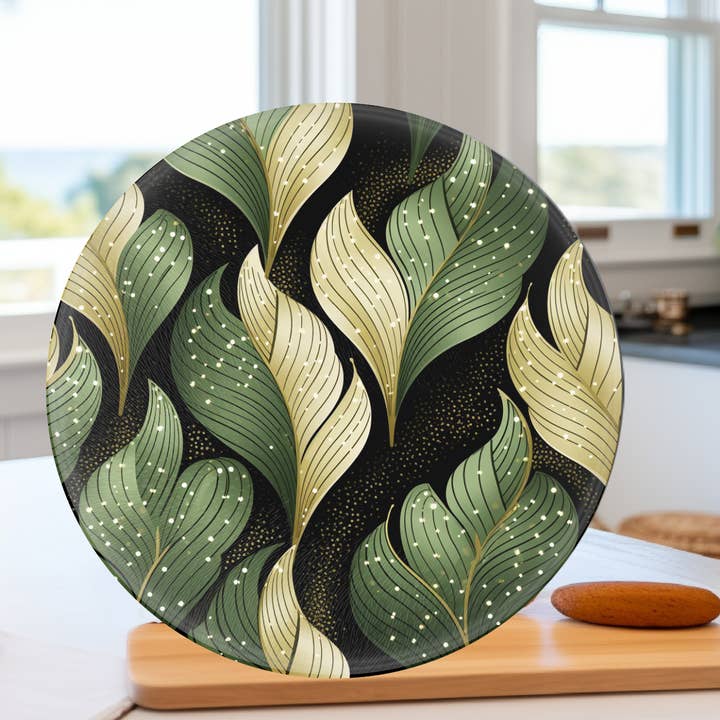 Fernville Creations - Wholesale Cutting Board - Abstract Leaves, Tempered Glass, Charcuterie Board5