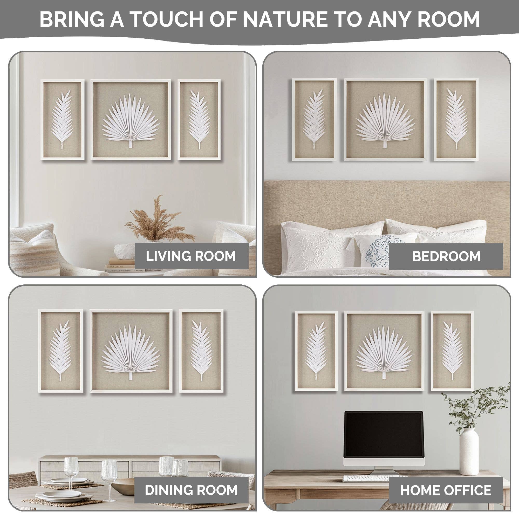 Olliix - Wholesale Gallery Wall Set - Handmade Rice Paper Palm Leaves Wall Decor5