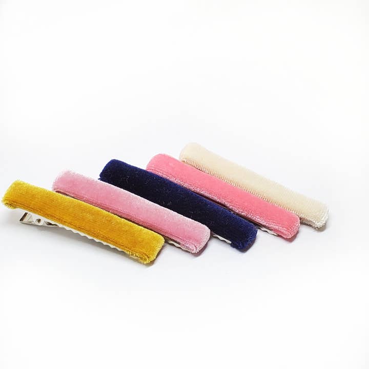 The Tiny Bow Shop - Wholesale Hair Clip - Kids - Navy, Mauve and Cream Velvet Fabric Clip Set1
