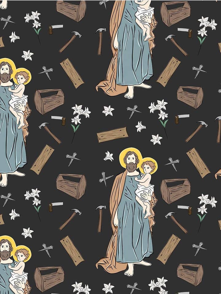 5 Saint Joseph Wrapping Paper Sheets for wholesale by Oh Clement! Catholic Goods
