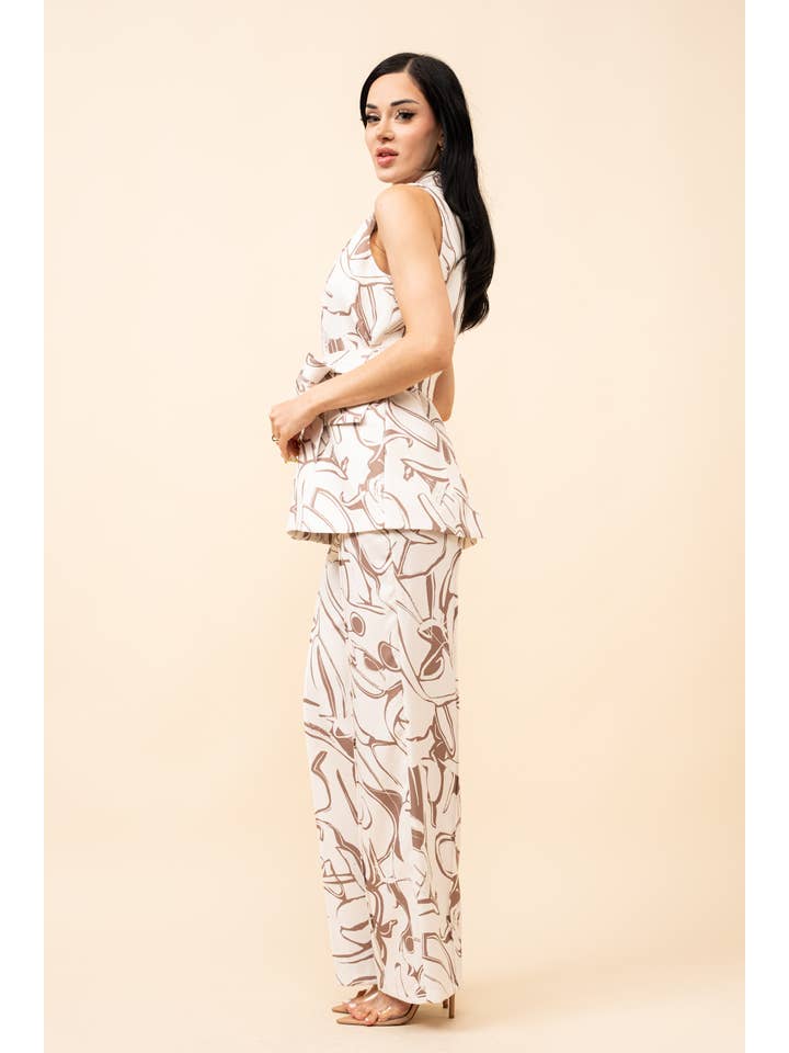 Brown Splash print two piece set for wholesale on Faire