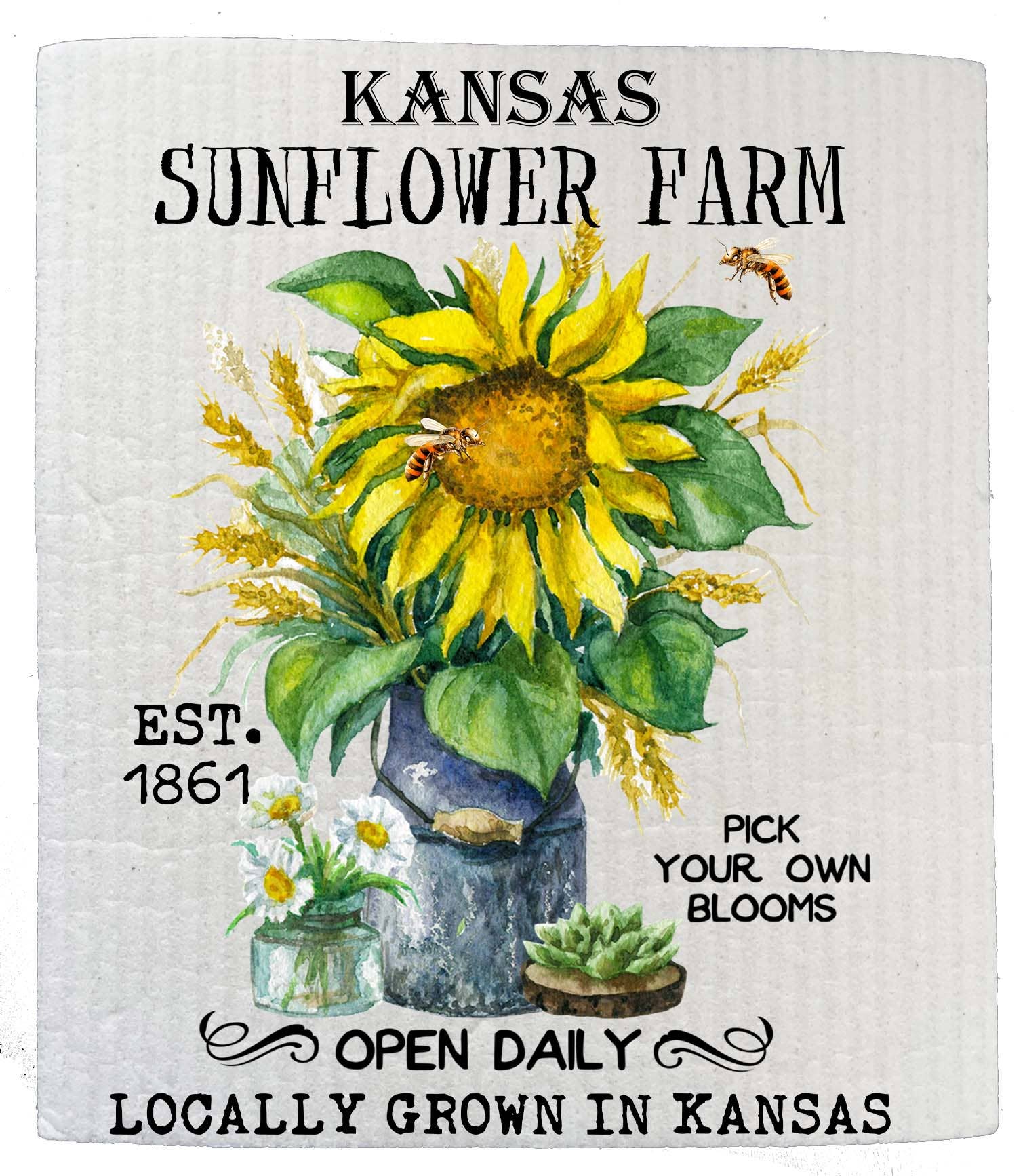 Avery Lane Gifts – toalha de cozinha por atacado – Kansas State Flower Sunflower Kitchen PANO DE PRATO SUECO