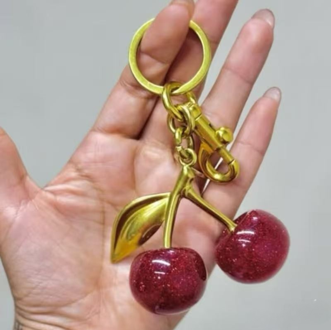 LadyJuneAccessories - Wholesale Keychain - Women's - Sparkling Cherry Bag Charm & Keychain3