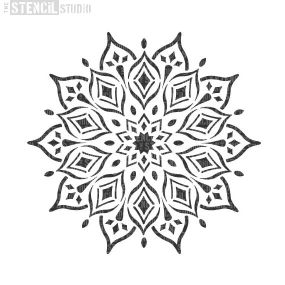 Stencil motivo indiano Mandala Rohan - Mezzo disegno per la vendita all'ingrosso da parte di The Stencil Studio