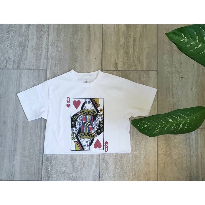 LA PRINT AND STITCH - Venta al por mayor Camiseta serigrafiada - Mujer - Top corto Queen of Hearts