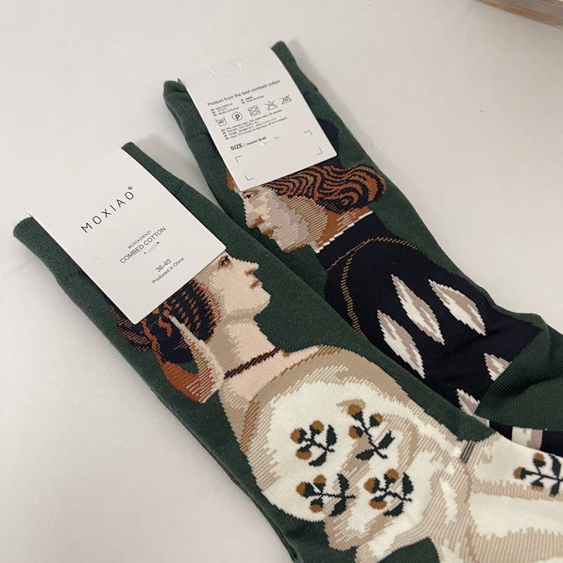 Tourtiwi - Vendita all'ingrosso Calzini - Unisex - Scorte di dipinti a olio astratti retrò di ritratti12