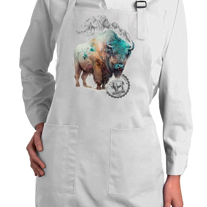 Avery Lane Gifts – Engroshandel Forklæde – Western Buffalo Turkis Yellowstone køkken bomuld forklæde