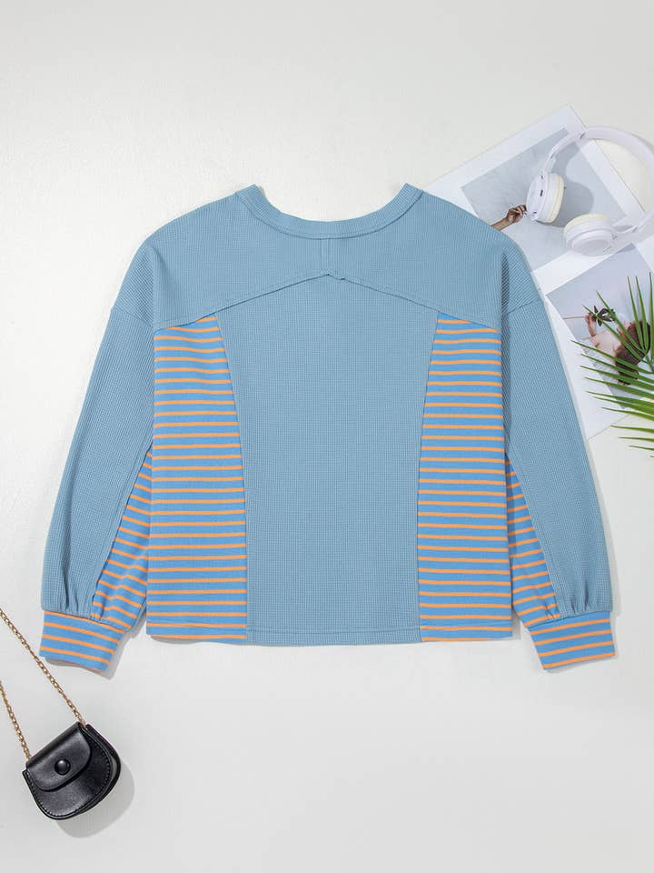 Threaded Pear - Wholesale Sweatshirt - Women's - Madison Exposed Seam Waffle Baggy Pullover7