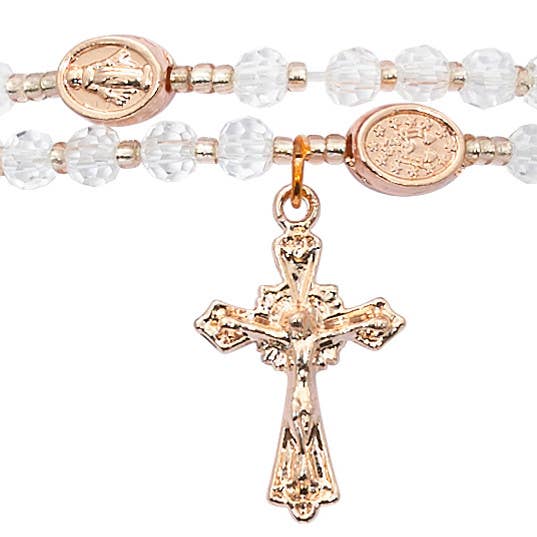 Hail Mary Gifts - Wholesale Prayer beads bracelet - Catholic Religious Rosary Bracelet Twistable Crystal Copper0