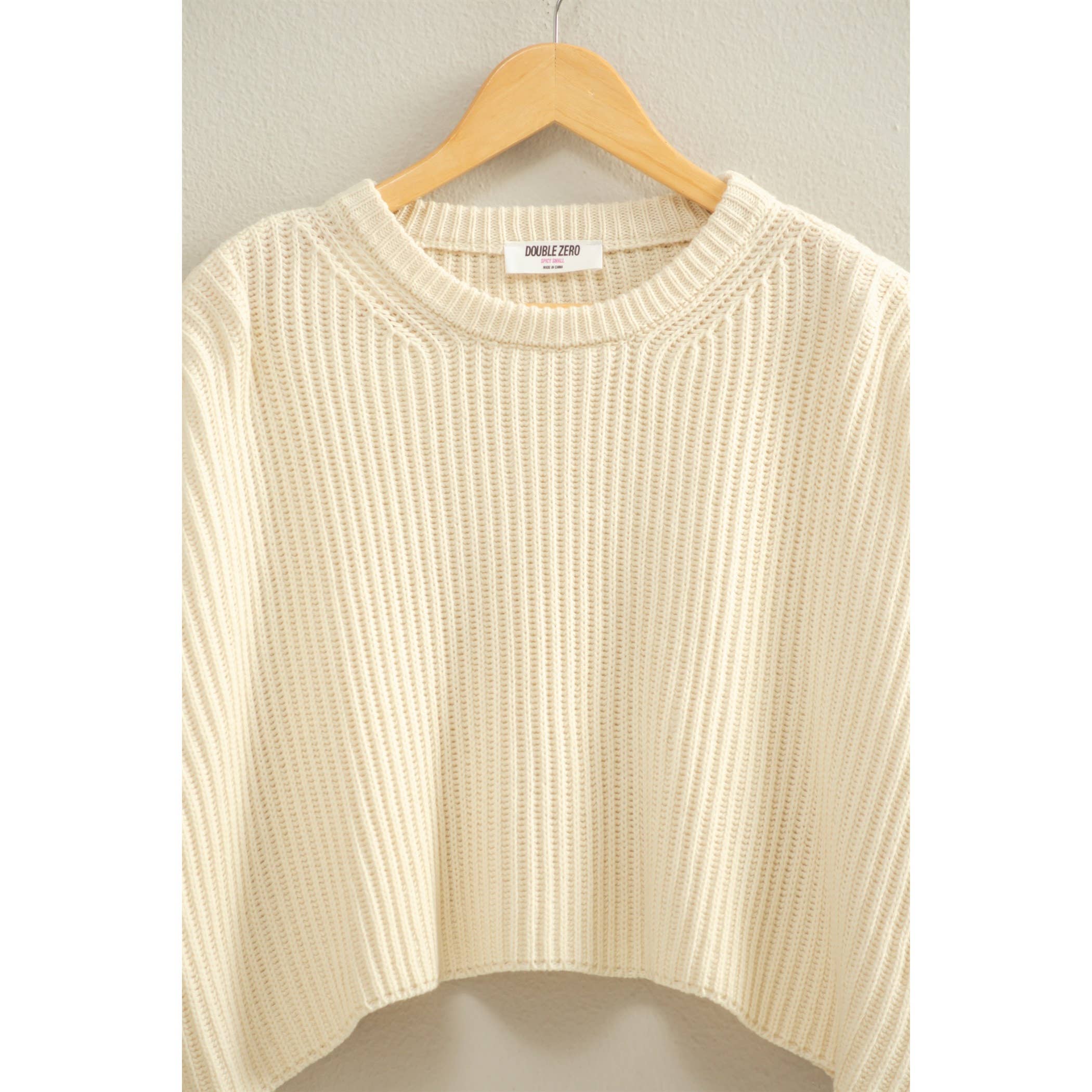 Double Zero - Wholesale Knit Sweater - Women's - Cropped Knit Sweater With Crew Neck13