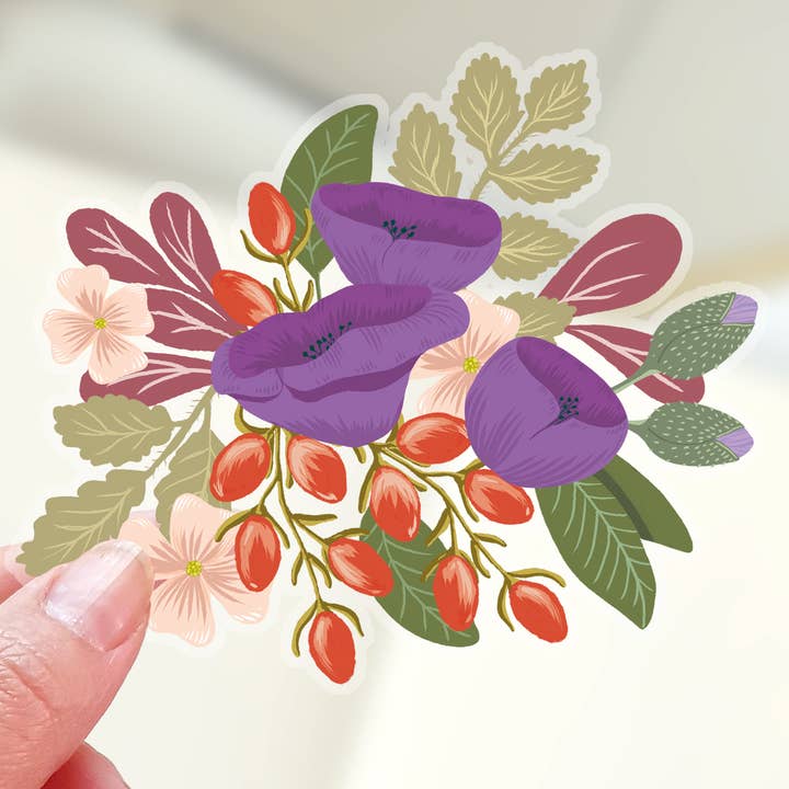 Sticker, transparent, vinyl, floral design for wholesale by Emadam - Art & Design