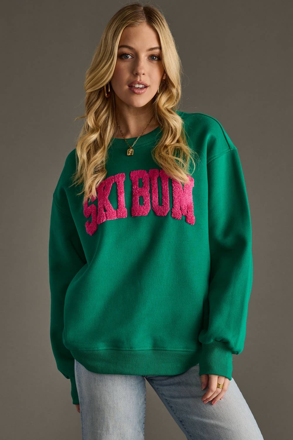 Panache Apparel Co. - Wholesale Graphic Sweatshirt - Women's - Green Ski Bum Sweatshirt3