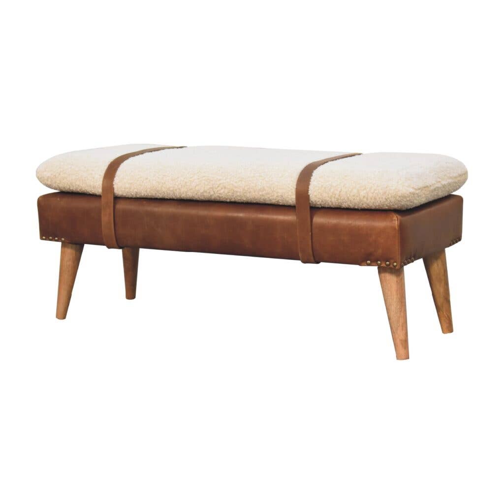 Artisan Furniture - Wholesale Bench - Boucle x Buffalo Hide Leather Bench1