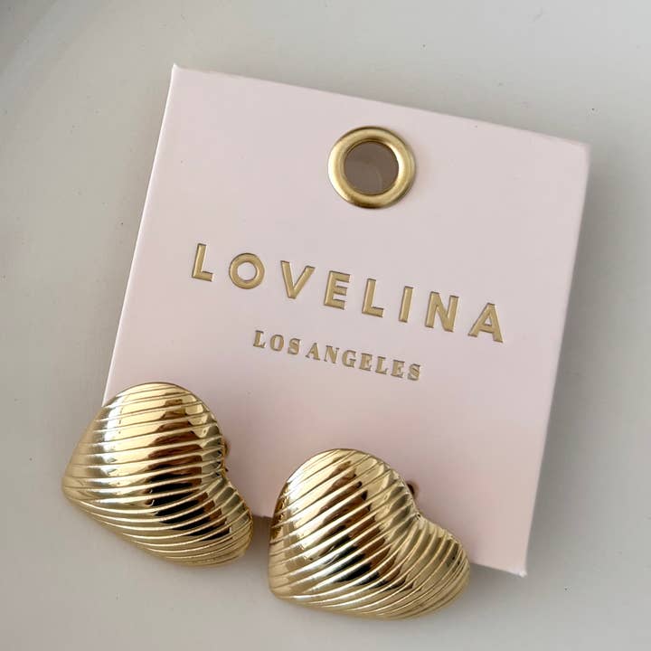 18k plated heart stripe Vintage Earrings (EPU) for wholesale by LoveLina