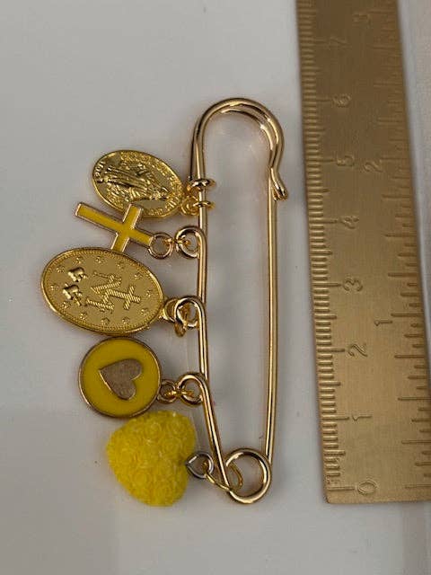 Miss DJ Angel - Wholesale Brooch - Ex-voto brooch, religious medal brooch, lucky charm pin brooch, handmade cross and miraculous virgin with love.5