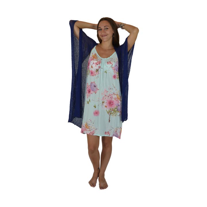 Shawl Sweater, Navy Sheer, Lightweight Open Shawl, One Size for wholesale by Island Style Clothing Co by Akamai Distribution Ltd