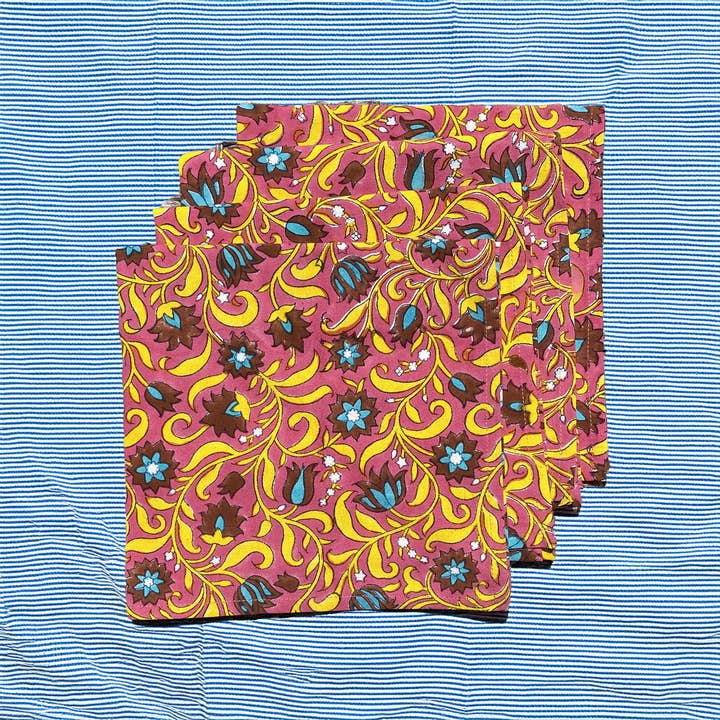 Block printed cloth dinner napkin from Jaipur - Cinnamon Red for wholesale by Chikka Chikka