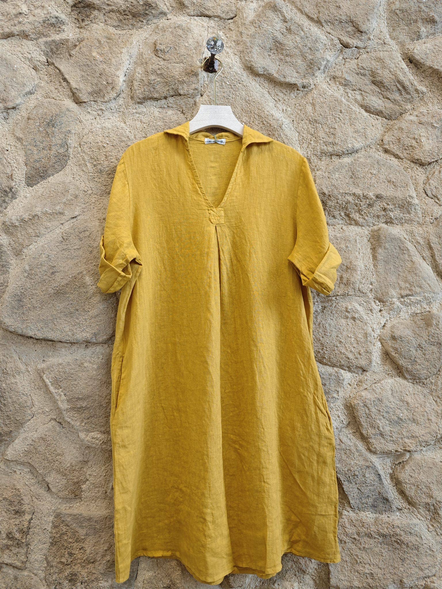 Linen & More - Wholesale Dress - Women's - REF 88018 100% LINEN SHIRT COLLAR DRESS5