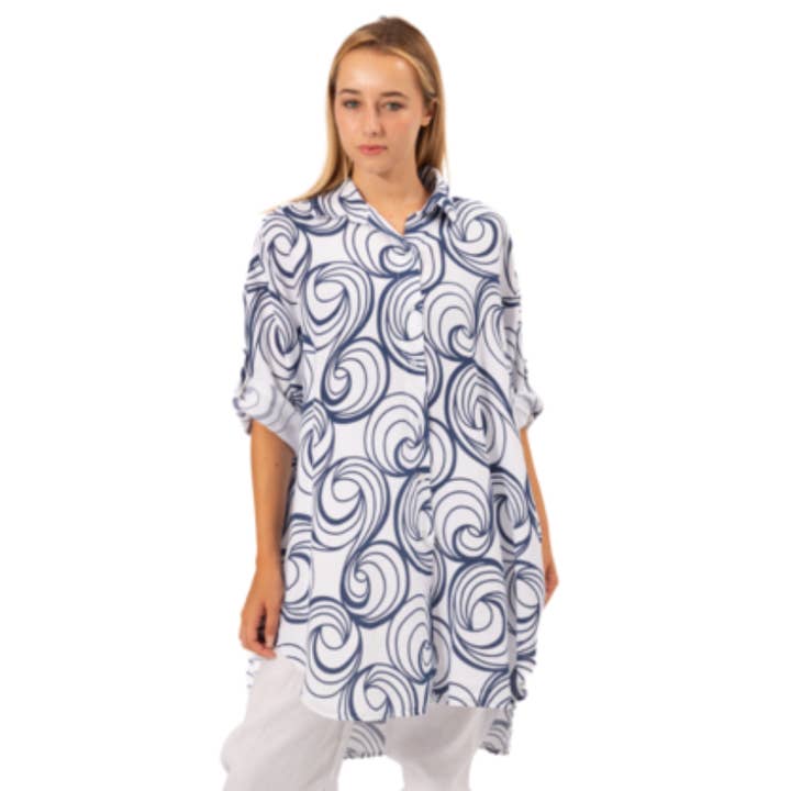 6394 Haut en Viscose Vera May Bleu Marine/ Blanc pour la vente par VeraMay