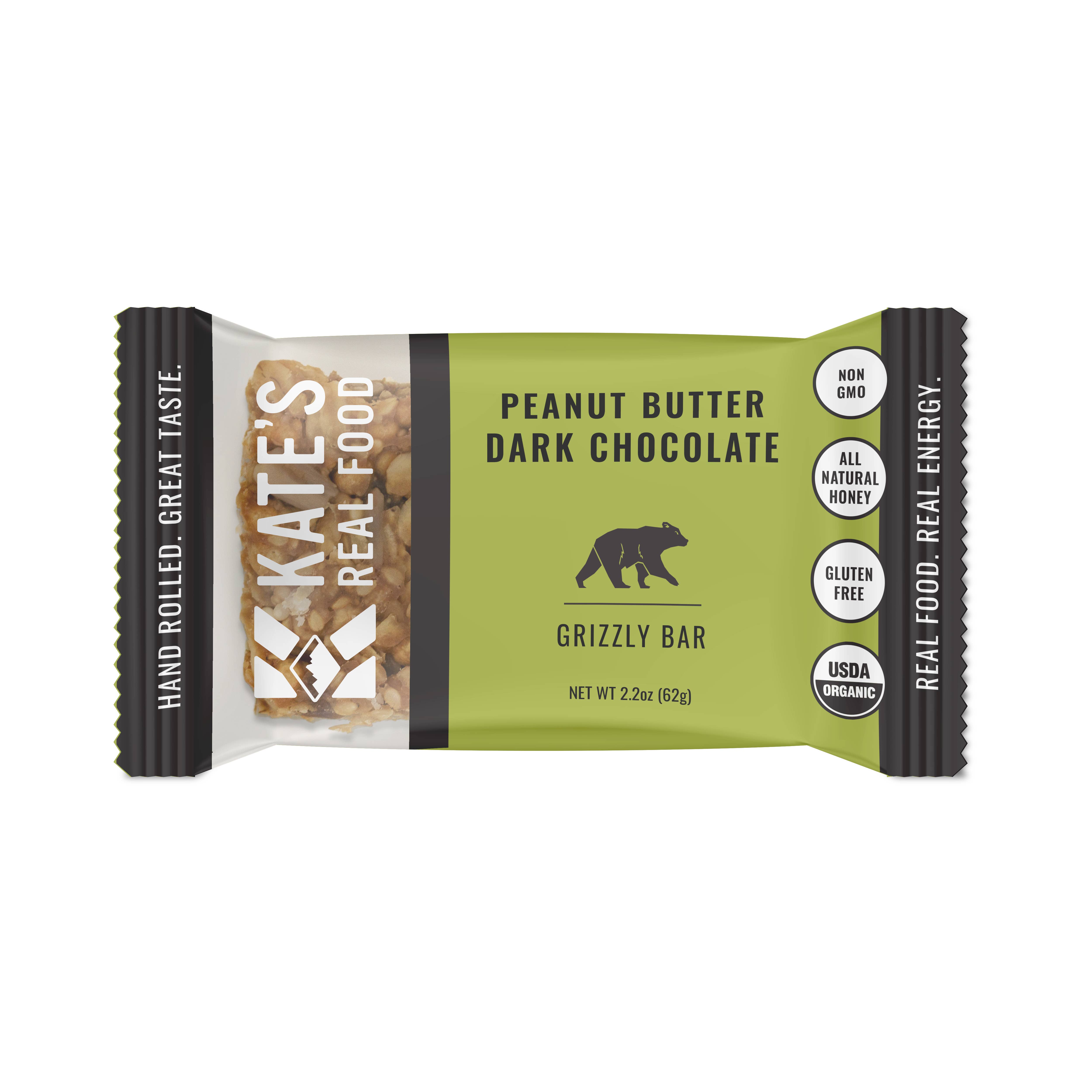 Righteous Felon Craft Jerky - Wholesale Snack Bar - Kate's Real Food "Grizzly" Peanut Butter Chocolate Bar 2.2oz