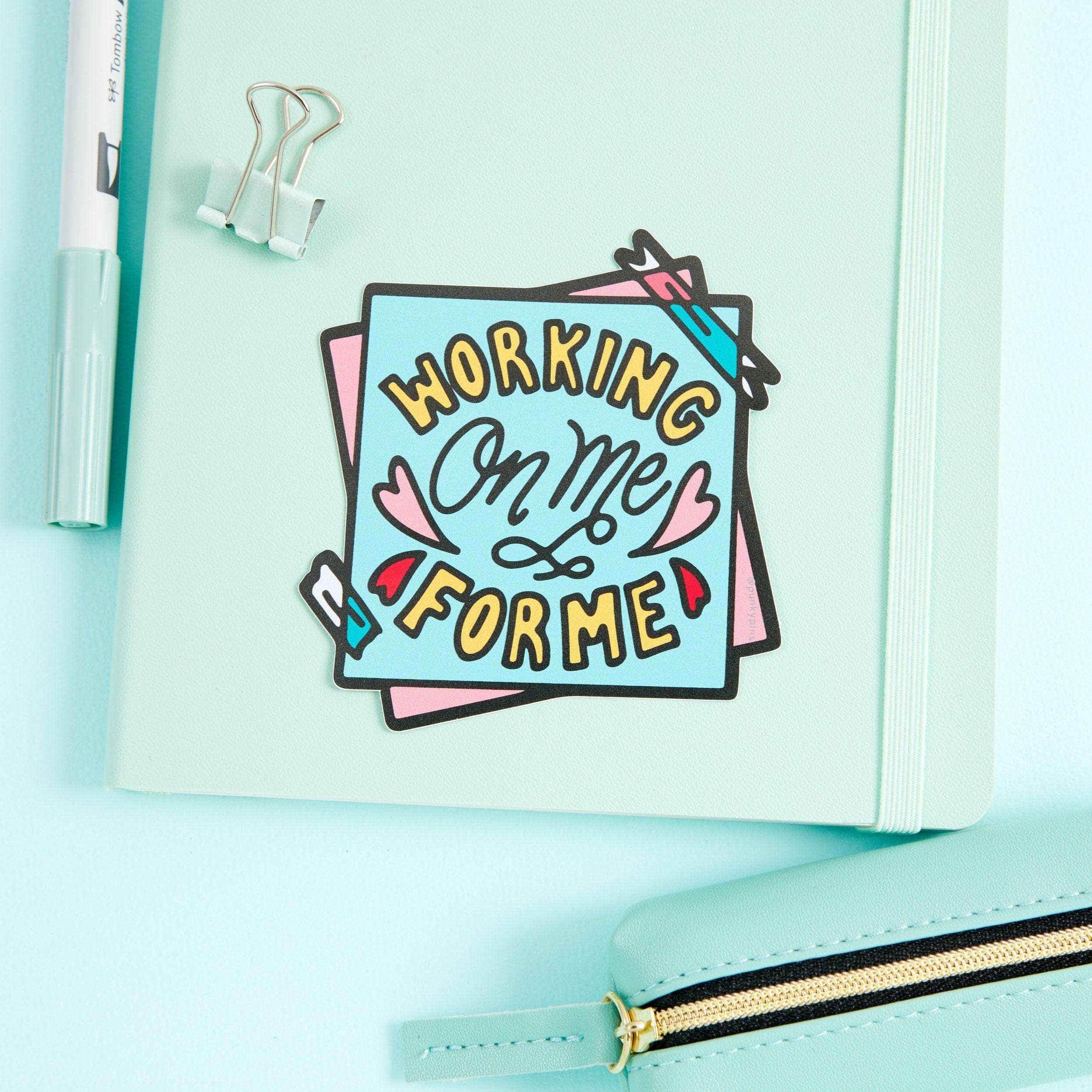 Punky Pins – wholesale Sticker – Working On Me For Me Vinyl Sticker1