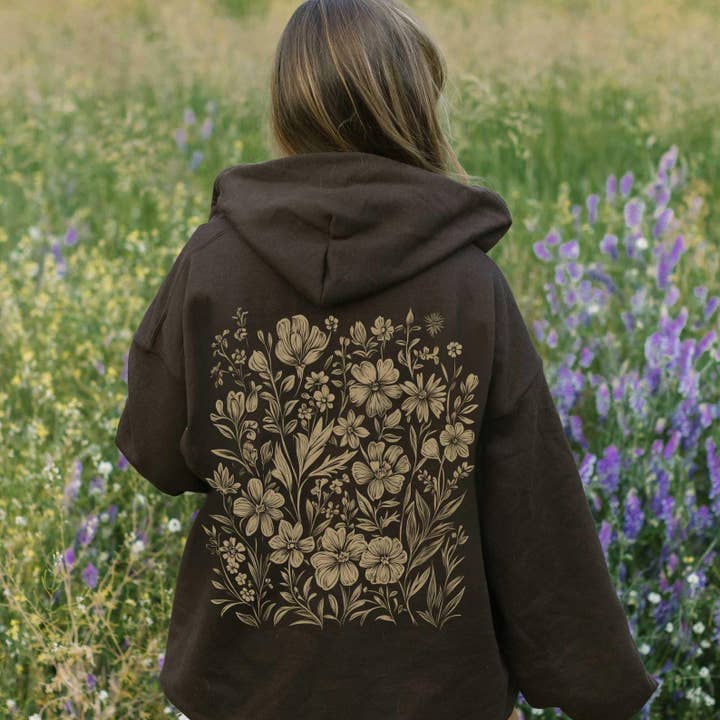 Rustic Floral Hoodie | Flower Hoodies Nature Graphic Hoodie for wholesale by Sisterly Gifts Shop