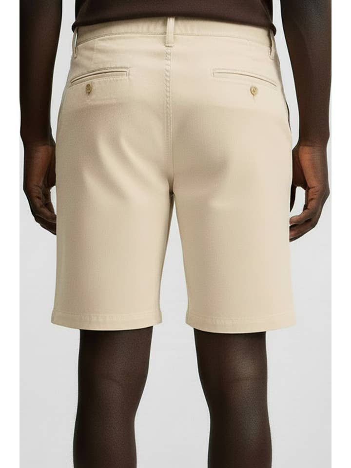 HB Beige Men's Twill Summer Stretch 4 Pocket Chino Shorts for wholesale on Faire1