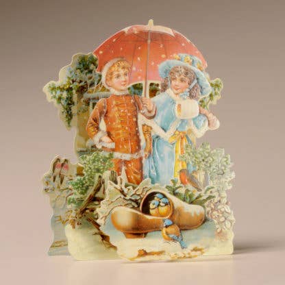 WEIHNACHTSKARTE MIT REGENSCHIRM IM SCHNEE, 3D-DESIGN für den Großhandel von Mamelok