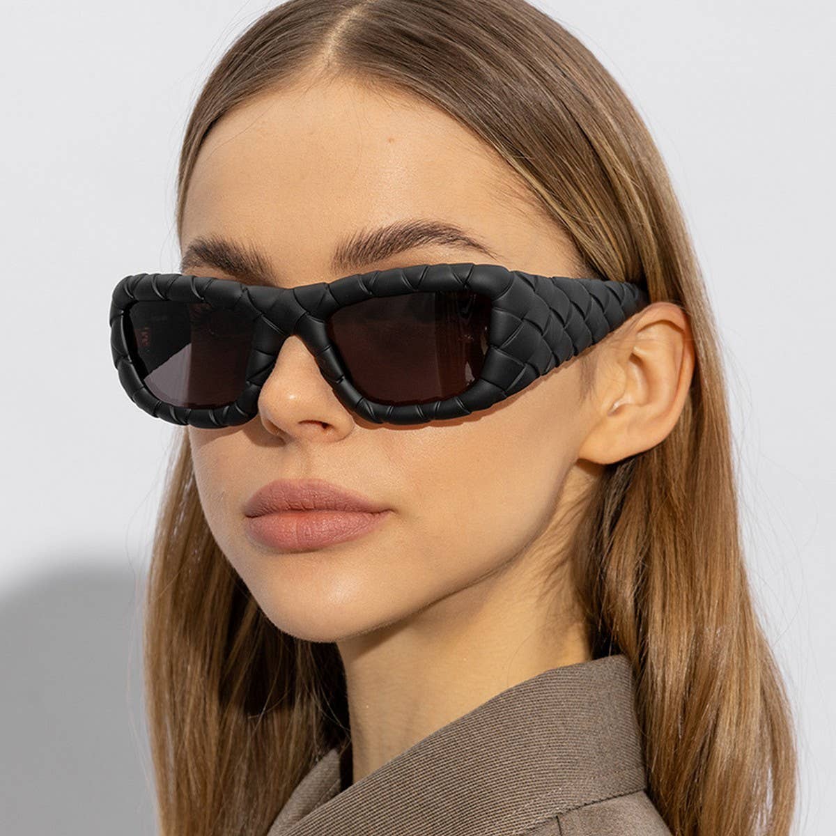 ACCITY - Wholesale Sunglasses - Women's - FASHIONABLE FAUX LEATHER LARGE FRAME SUNGLASSES_CWASG07328