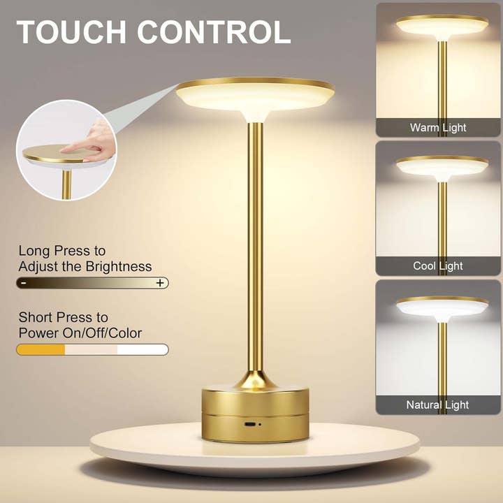 LAX Gadgets - Wholesale Accent/Desk Lamp - LED Table Lamp – Touch Control, Dimmable, Rechargeable6