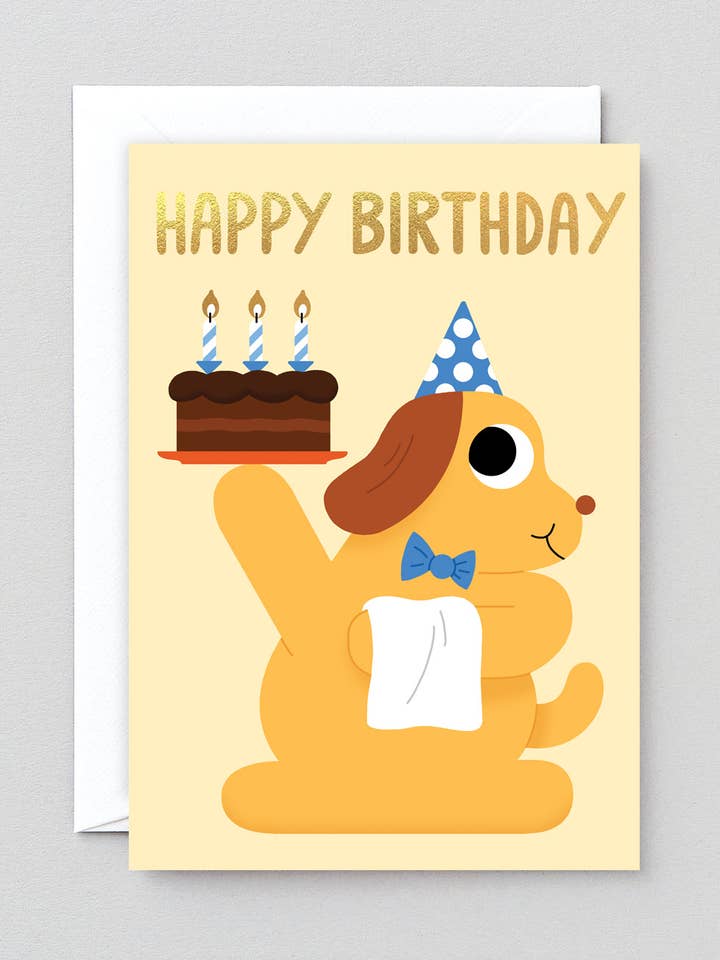 Happy Birthday Dog Cake' Greetings Card for wholesale by Wrap