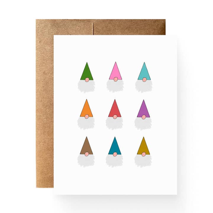Gnomes With Colorful Hats Card for wholesale by Catamount Card Company