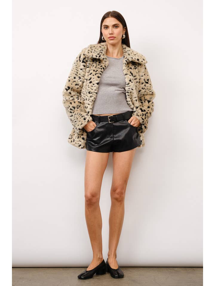 Naya Leopard Faux Fur Coat for wholesale on Faire