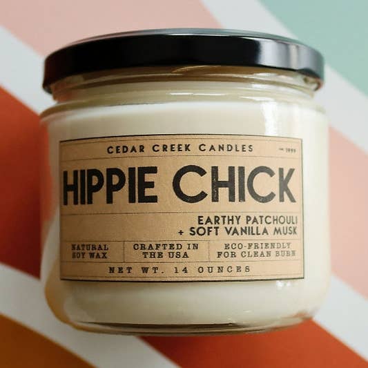Candela di soia Hippie Chick per la vendita all'ingrosso da parte di Cedar Creek Candles