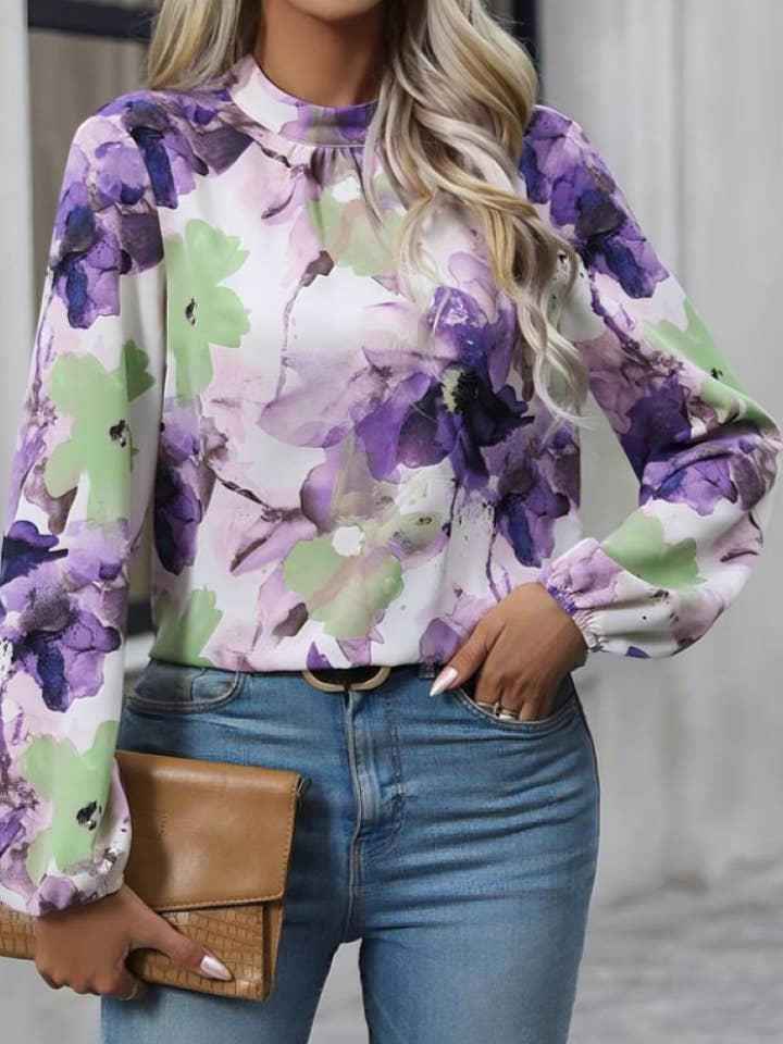 NINEXIS - Wholesale Blouse - Women's - CWTBLL1068_AUTUMN LONG SLEEVE PRINTED CREW NECK TOP9